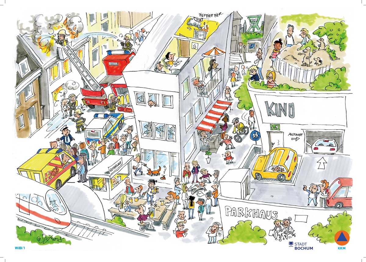 Wimmelbild Innenstadt Bochum